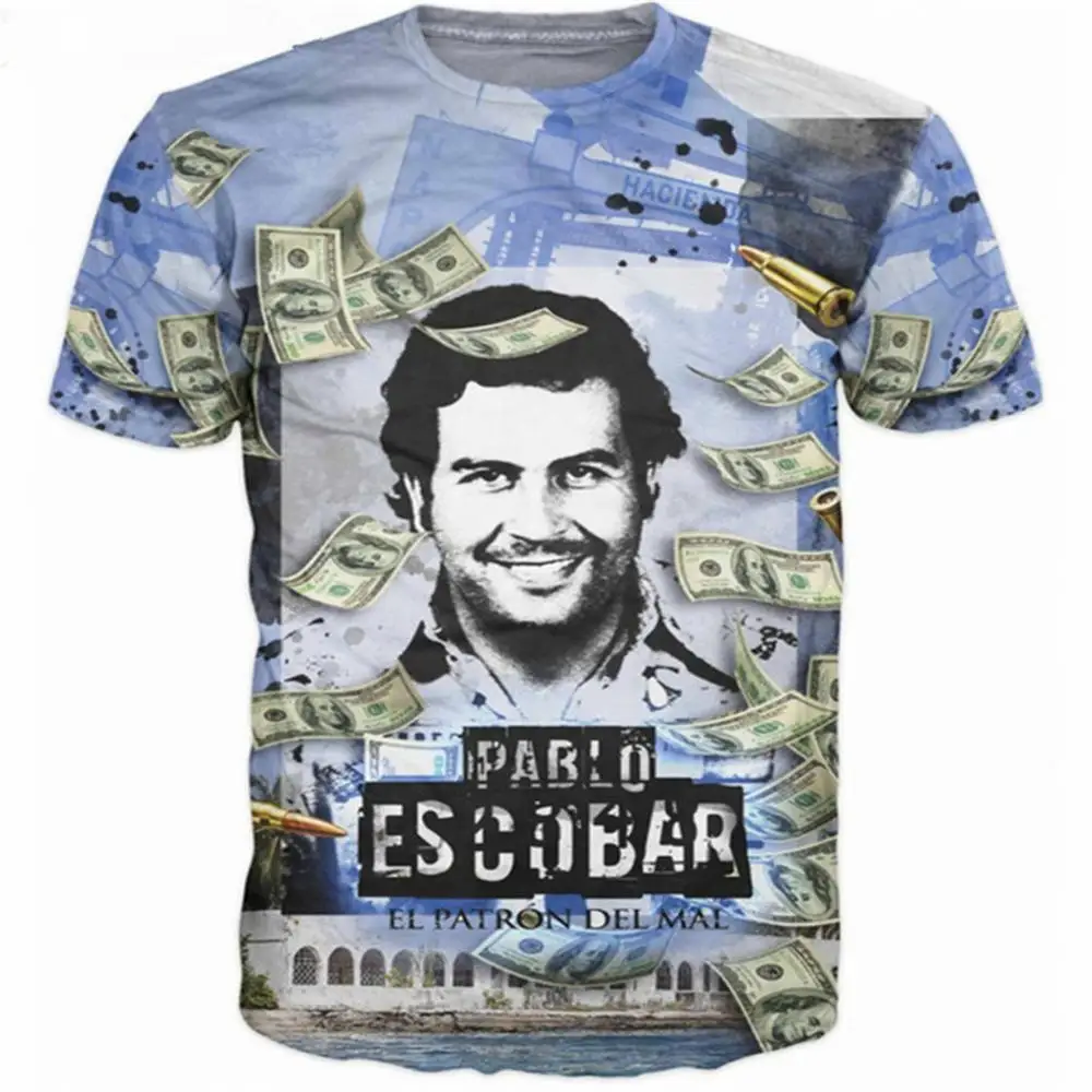Футболка pablo escobar для мужчин и женщин Повседневная летняя футболка с 3D принтом в