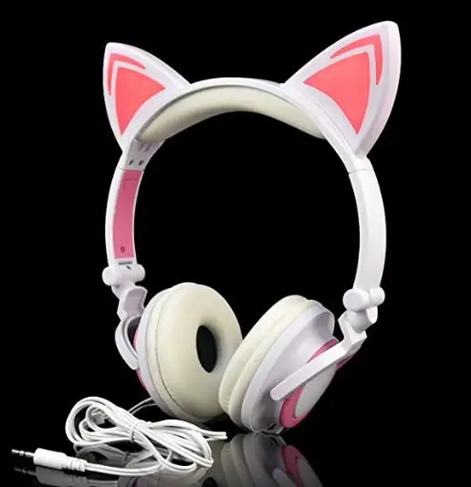white-pink LIMSON Проводные детские синие наушники складные милые животные кошачьи наушники для смартфонов ПК компьютер MP4 - Цвет: white-pink