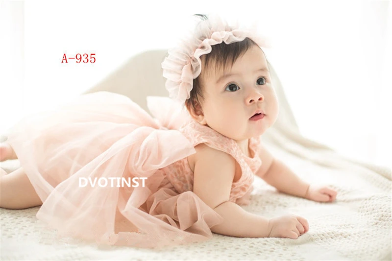 Dvotinst Baby Girls Photography Props Tutu Flora Dresses+Headband Set for 3-4M Fotografia Wedding Party Studio Shoots Photo Prop | Детская
