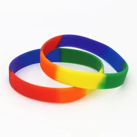 1pc hot sale fashion rainbow colour pride silicone wristband colour rubber bracelet bangles women men adult gift jewelry sh173