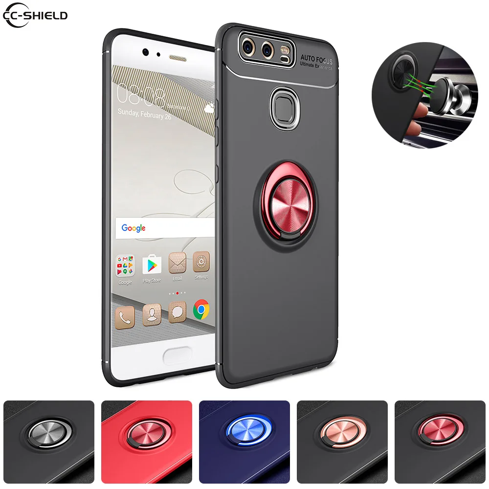 Soft Silicone Case for Huawei P9 EVA-L09 EVA-L19 EVA-L29 Metal Ring Phone Cover P 9 EVA L29 L09 L19 TPU Cases |