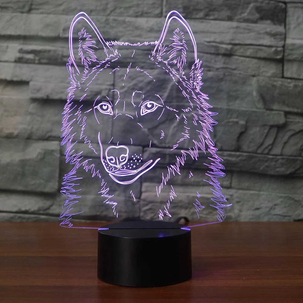 3D ночной Светильник ламинария, голова волка, настольная лампа, светодиодный USB, 3d лампа, лампа для сна, лампа для спальни, подарок для детей, игрушки