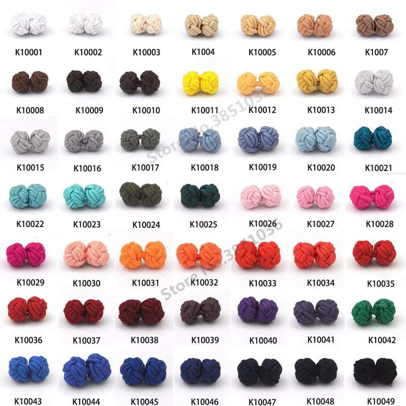 

49 Colors New Silk Knot Cufflinks Upscale Men's Classic Double Rope Ball Knot Shape Cuff Links Handmade Silk Knots Cuff Link