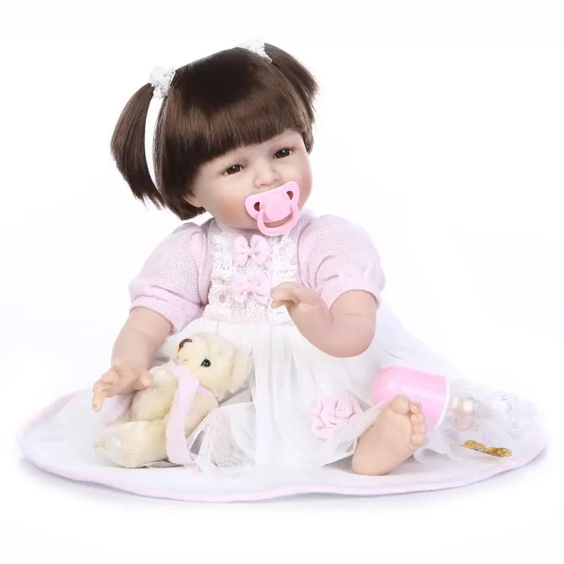 Мягкая Кукла Reborn 22 дюйма/55 см Реалистичная силиконовая кукла reborn baby со смайликом
