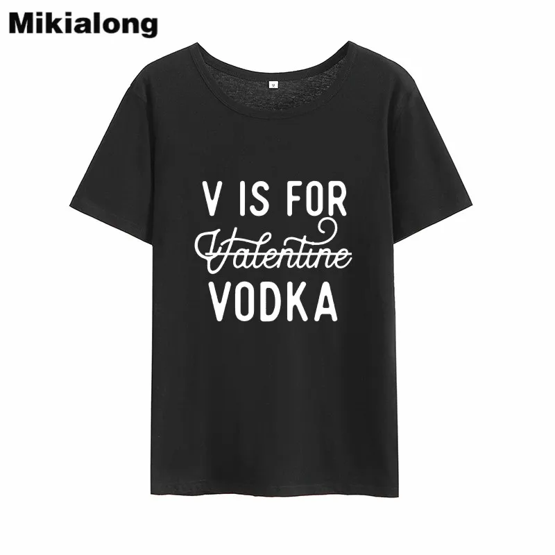 

Mikialong V Is for Vodka Punk Rock T-shirt Women 2018 Summer Short Sleeve Cotton Tee Shirt Femme Tops Loose Casual Women Tshirt