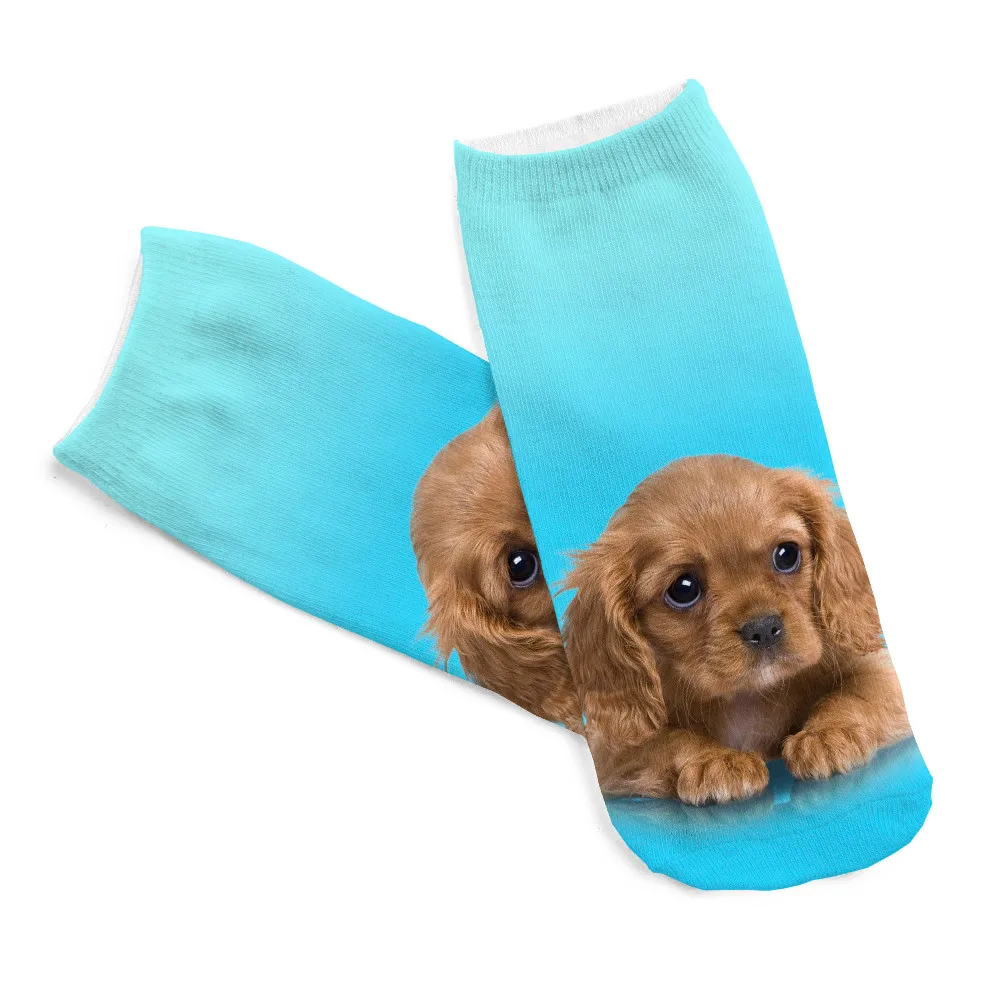 Милые носки с объемным рисунком короткие до щиколотки низким вырезом синие