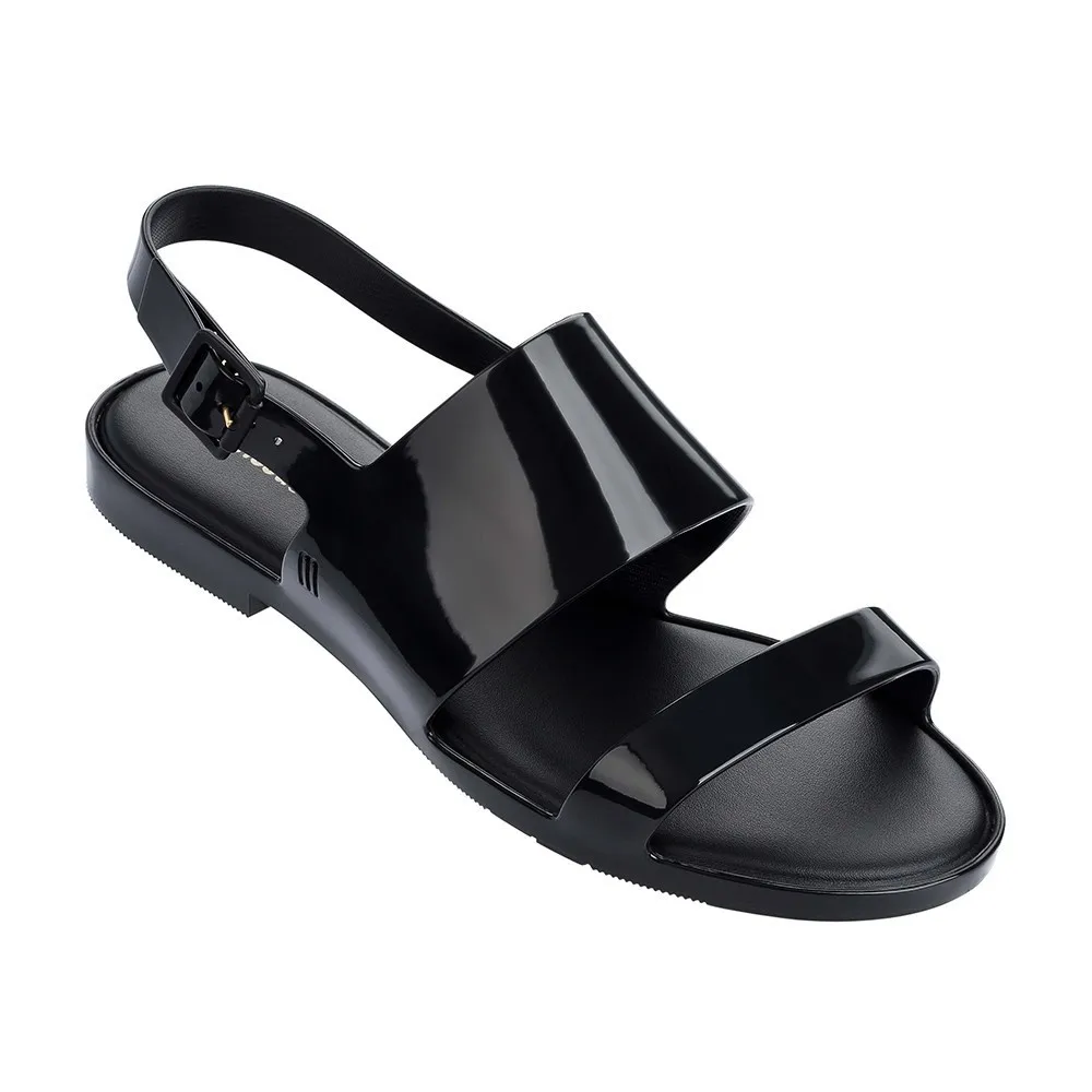 Melissa classic/Новинка года; однотонные женские сандалии на плоской подошве; Брендовая обувь Melissa Adulto для женщин; прозрачные сандалии; женская прозрачная обувь; Mulher - Цвет: Black