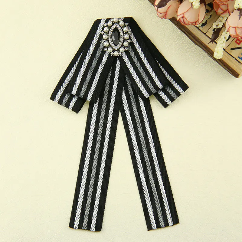 

2020 Men Women Neck Collar Shirt Bow Tie Cravat College Student Rhinestone Crystal Butterfly Uniform Striped Plaid Ribbon Bowtie