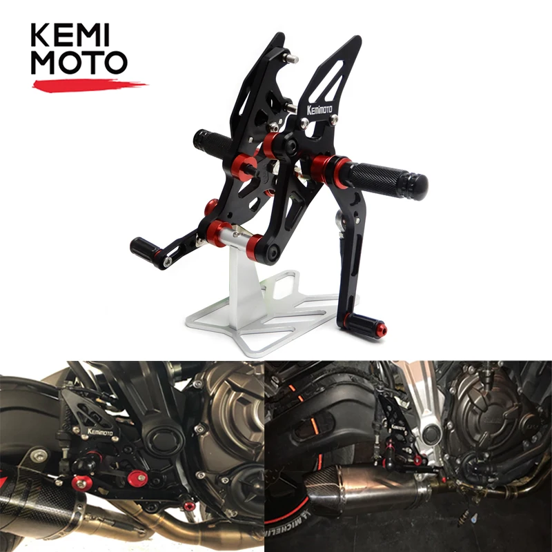 KEMiMOTO регулируемый задний комплект с ЧПУ Rearsets Подножка для YAMAHA MT 07 FZ07 MT07 FZ 2014 2015
