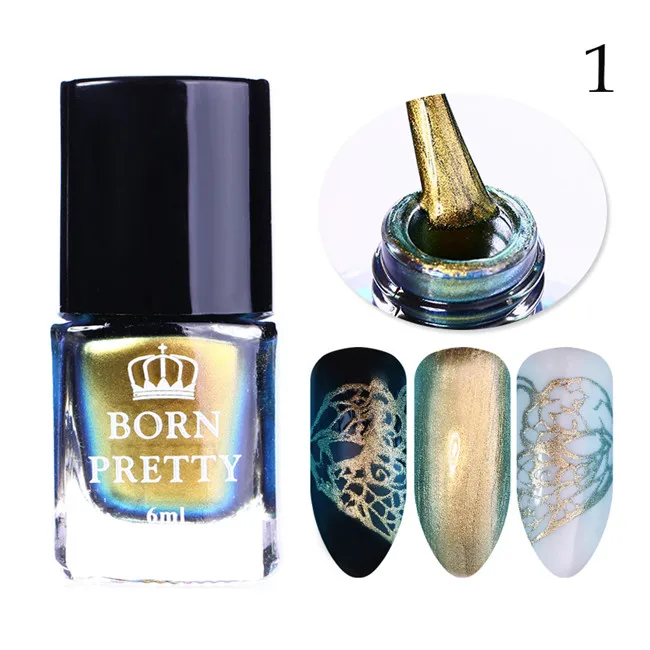Color 01 BORN PRETTY розовое золото Хамелеон штамповка лак красочные пластины для штамповки ногтей печать лак для ногтей лак 6 мл - Цвет: Color 01