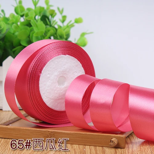 Watermelon red 25 ярдов/рулон) сатиновая подарочная лента Свадебная Упаковка для рождественской вечеринки украшения сделай сам, с лентой, с местом для рулон ткани(6/10/12/15/20/25/40/50 мм - Цвет: Watermelon red