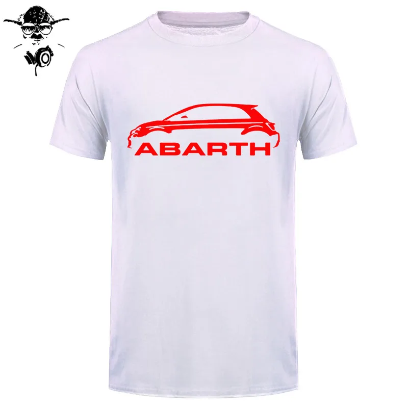 Мужская футболка Fiat 500 Abarth Classic Car s высокого качества с круглым вырезом s забавная футболка новинка футболка - Цвет: white red