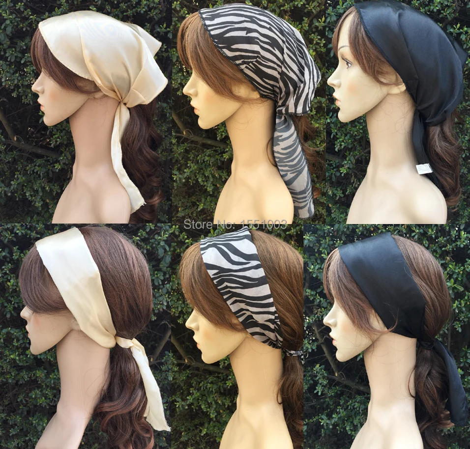 Однотонный атласный головной убор из 100% полиэстера и шифона с принтом зебры |