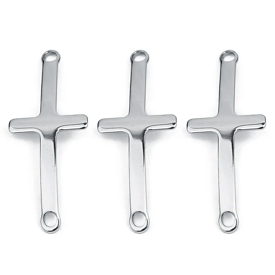 

SAUVOO 10pcs Stainless Steel Cross Charms Pendants 42*16mm Double Hole 2.5mm for Necklace Bracelet Connector Jewelry Findings