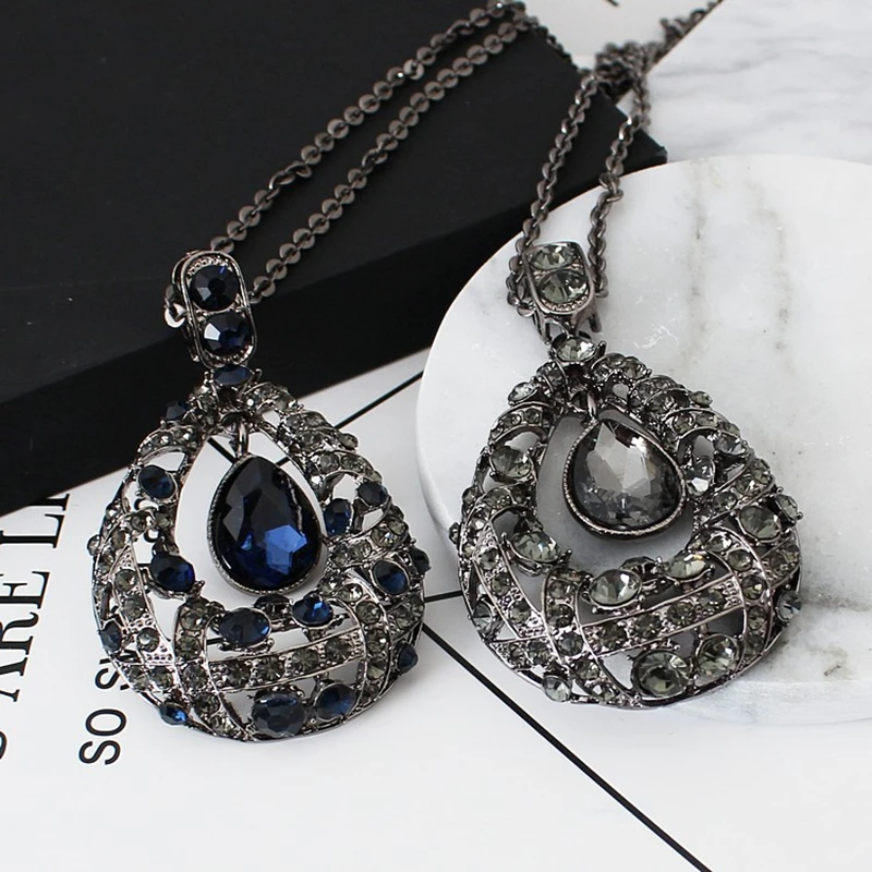 C New Arrival Women Trendy Retro Necklace Solid Color Girl Boho Crystal Pendant Shining Jewelry Accessories Hot Sales Neck Chain | Украшения