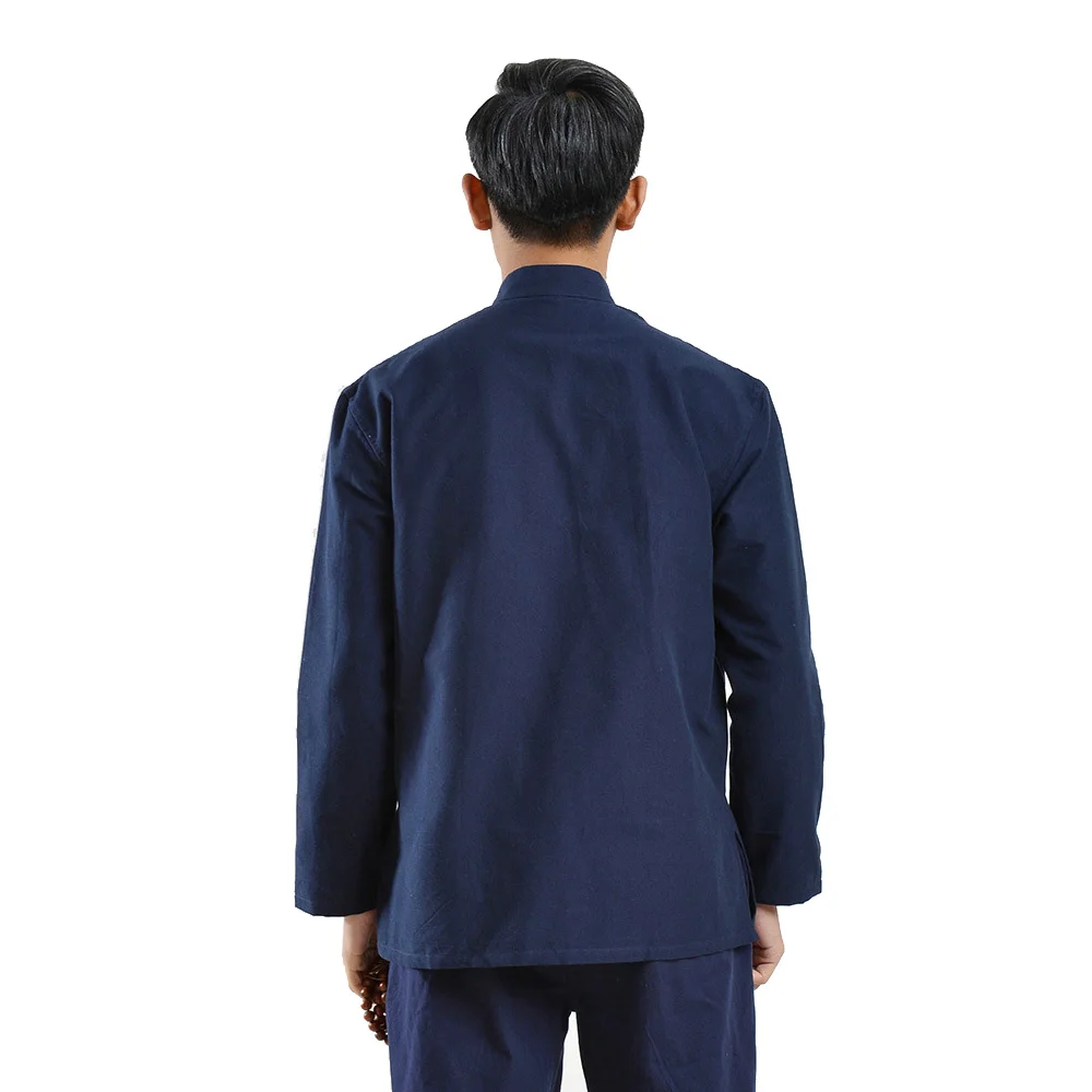 Мужской Традиционный китайский костюм Тан из 100% хлопка Топ с длинным рукавом