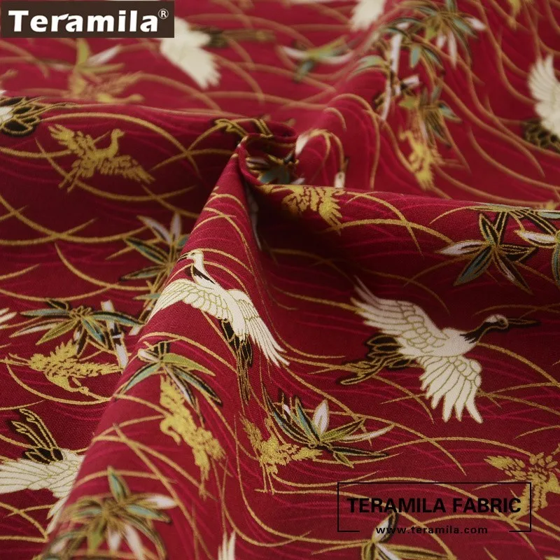 Хлопок Teramila Золотая фольга льняная ткань блестящая винно красная сумка для