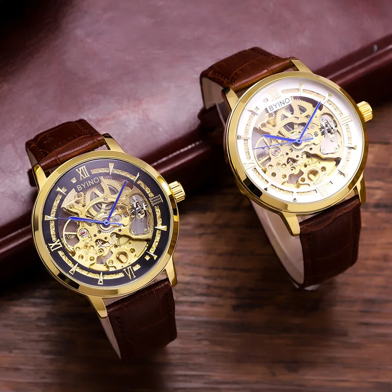 Водонепроницаемые наручные часы полые мужские роскошные механические скелетные