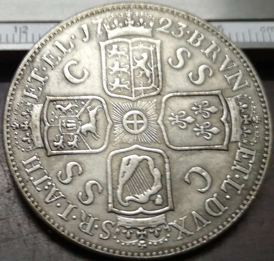 1723 Великобритания 1 Корона Посеребренная копия монеты