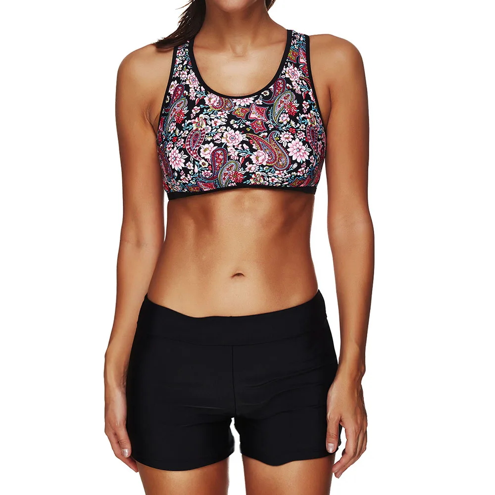 Купальный костюм размера плюс из двух частей 2019 Женский Танкини с высокой талией