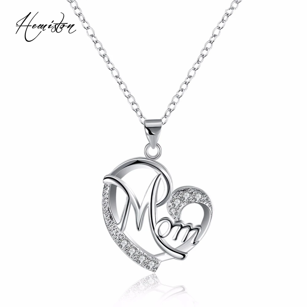 Ожерелье Hemiston с подвеской рисунком Love MOM модное ювелирное изделие цирконием