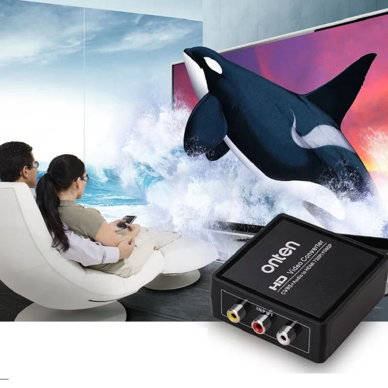 Бесплатная доставка А. в. к HDMI Video Converter CVBS + Аудио в 720 P/1080 P Адаптер для HDTV Monitor Projector