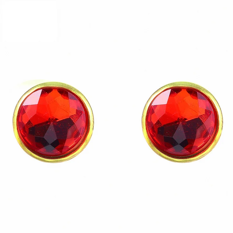 Red zircon ear studs geometric round women's allergy resistant fashion jewelry wholesale | Украшения и аксессуары