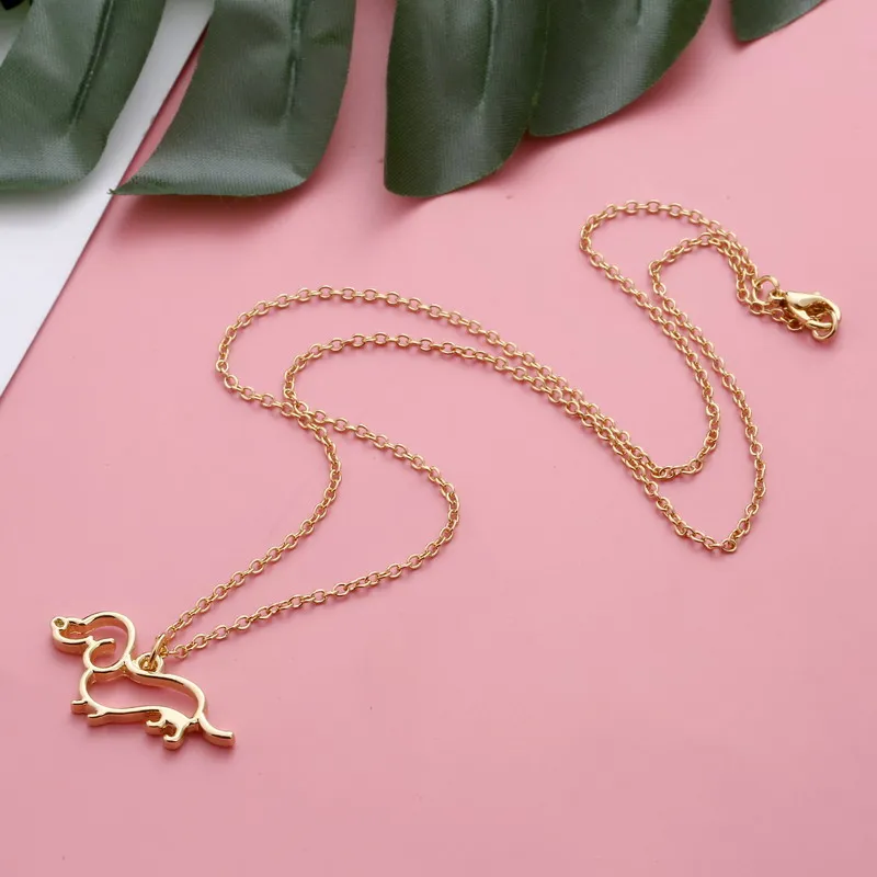 Fashion Cute Puppy Dog Pendant Necklace Metal Dachshund Necklaces For Women |