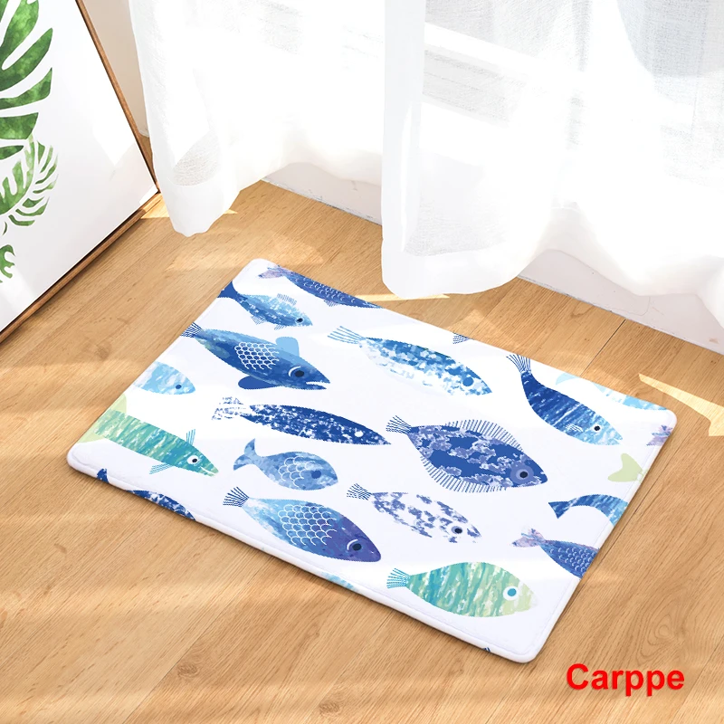 2017 новые ковры с принтом рыбы Нескользящие кухонные коврики для дома гостиной 40x60