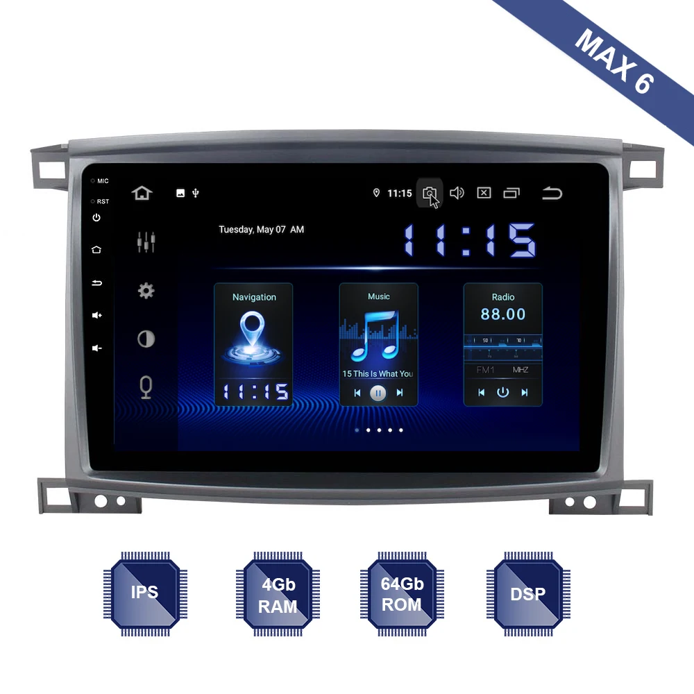 Автомагнитола 2 Din Android 9 0 GPS для Toyota Land cruiser LC100 2003 2008 Lexus LX 470 PX6 DSP IPS HDMI 4 Гб + 64 RDS WIFI