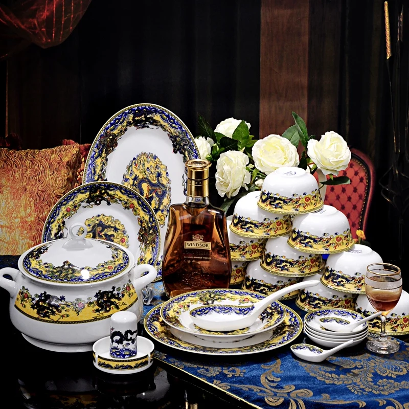 Рождественская китайская миска набор посуды Цзиндэчжэнь блюдо из костяного