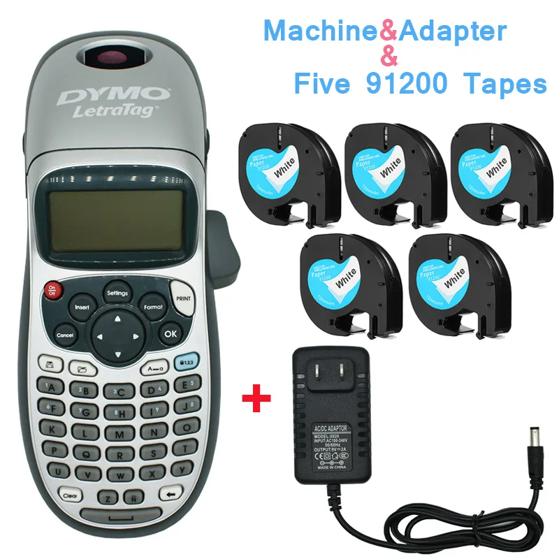 Dymo LetraTag LT-100H ручная этикетка, совместимая с 12 мм Letra Tag 91201 91200 12267 91202 Этикетка ленты 9 В 2A адаптер - Цвет: Package D