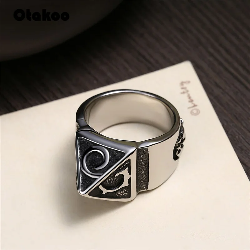 Otakoo Punk Fashion Style Antique Retro Male Jewelry Viking Ring Female Black Amulet Vintage Norse Rune Rings For Women | Украшения и