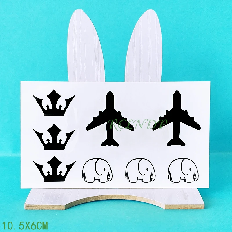 Waterproof Temporary Tattoo Sticker Crown aircraft Elephant Fake Tatto Flash Tatoo Tatouage Wrist Foot Hand For Girl Women Men | Красота и