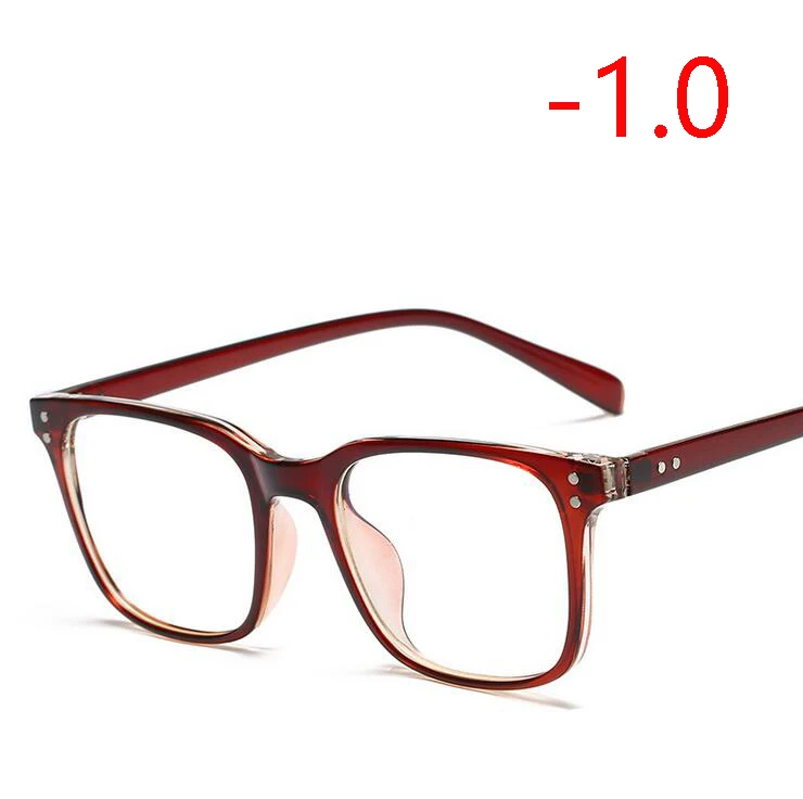 Myopia 100 Винтажные рисовые гвозди TR90 женские мужские очки для близорукости 1,56 асферические линзы квадратные очки по рецепту 0~-400 - Цвет оправы: Myopia 100