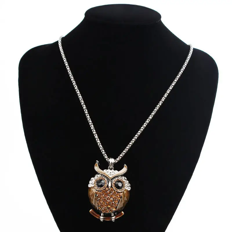 

LNRRABC Women Lady Fashion New Hot Trendy Gold Color Charming Crystal Owl Pendant Necklace Jewelry