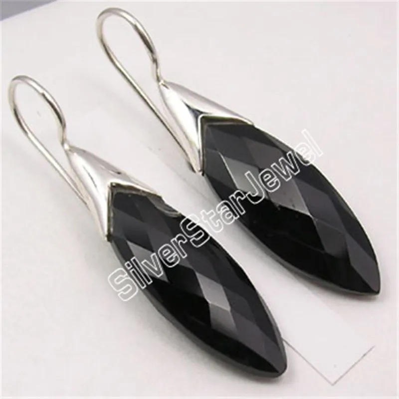 Серебро дымчатый оникс лимонный кварц великолепные Earrings4.4CM