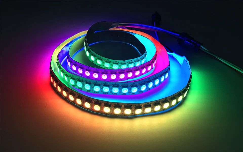 WS2812B Светодиодная лента индивидуально Адресуемая RGB смарт-пиксели полоса 0,5 м 1 м черный/белый PCB WS2812 IC водонепроницаемый DC 5 в 144 светодиодный s/m