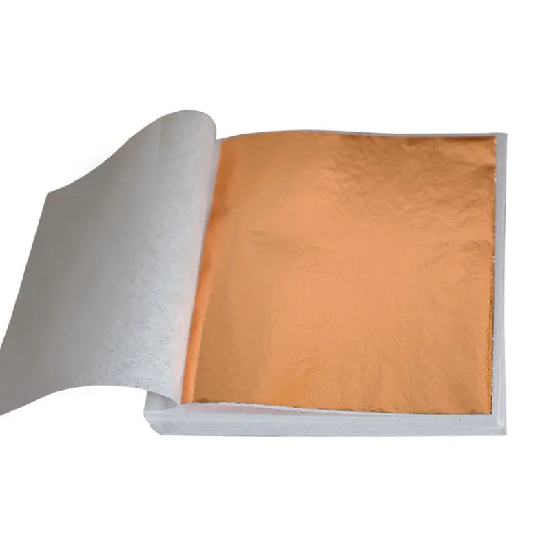 Copper Foil Paper 100Pcs Imitation Gold/Sliver/Copper Foil Art Craft Paper Leaf Leaves Sheets Foil Paper for Gilding DIY Craft Decor Design Paper - Цвет: Copper Foil Paper