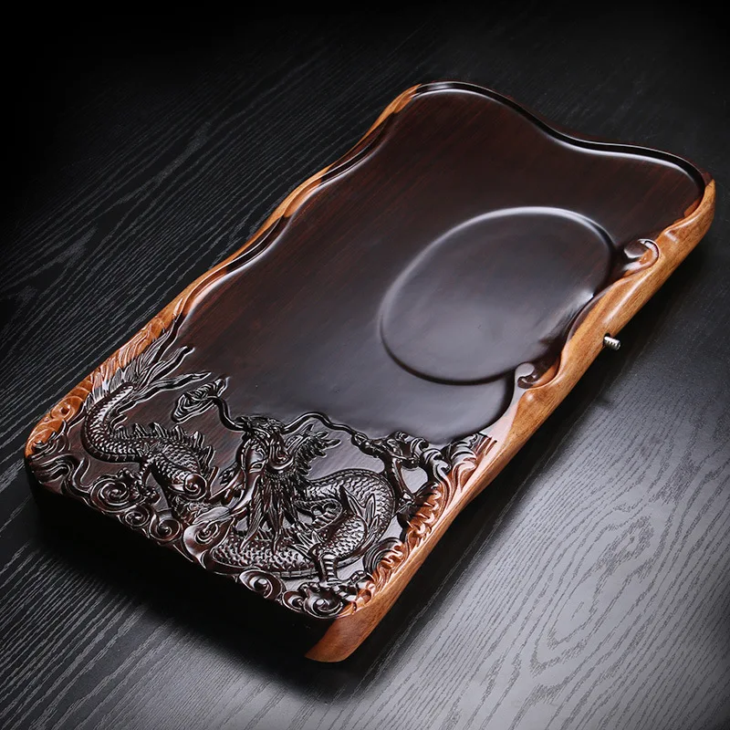 Целая часть деревянного черного дерева Плоский Поднос деревянные чайные наборы