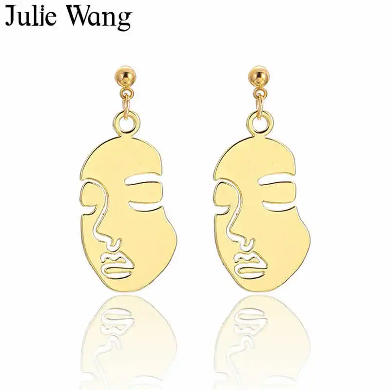 Julie Wang 1 пара богемные Золотые женские серьги гвоздики для лица абстрактное