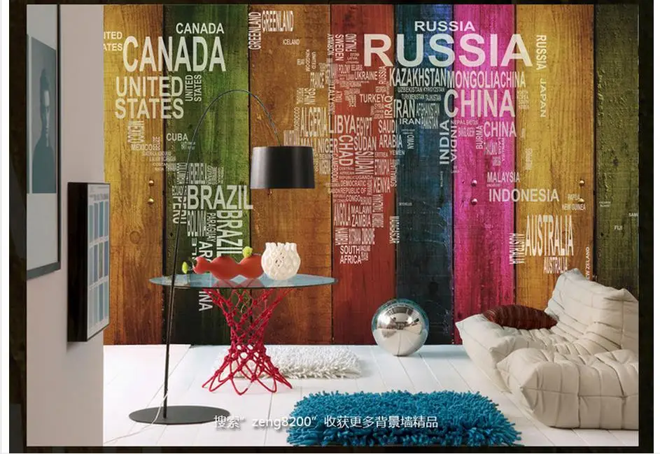 Высококачественные 3d фотообои на заказ алфавитная карта мира цветная настенная