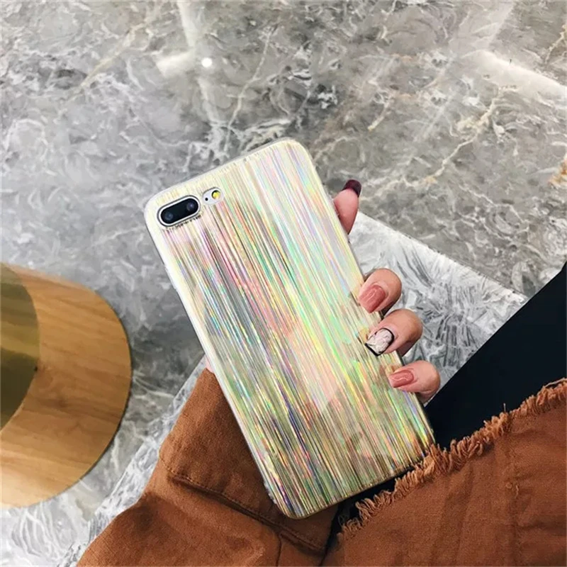 Роскошный Радужный блестящий чехол для телефона iPhone 5 5S SE 6 6S 7 8 Plus X Cool Laser Colorful Shining