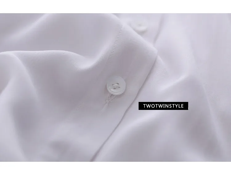 TWOTWINSTYLE Повседневное миди летнее платье Для женщин рубашка платья Женский Топ Блузка с длинными рукавами белого и черного цвета новинки в Корейском стиле больших размеров