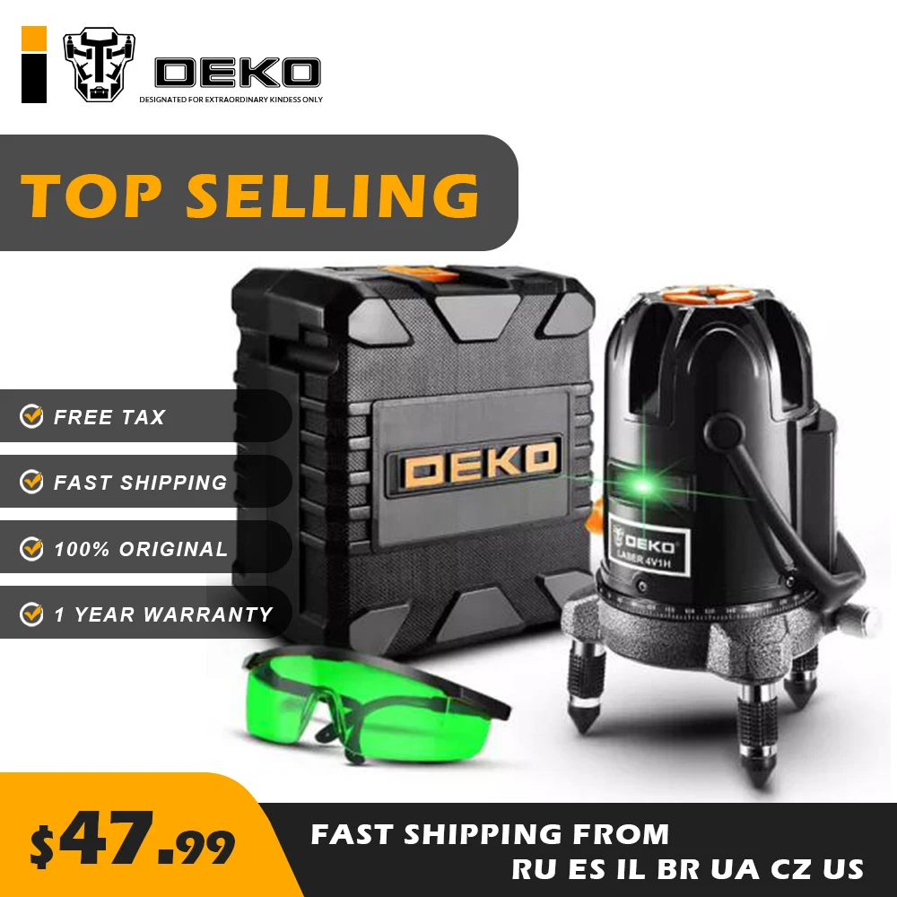 DEKO LL5 серия 5 линия 6 точек зеленый лазерный уровень Лидер продаж горизонтальный и вертикальный 360 ° точная регулировка