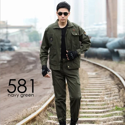 Navy green 581 Классная камуфляжная армейская военная форма хорошего качества, боевая рубашка, штаны для мужчин, Безопасная рабочая тренировочная одежда для кемпинга - Цвет: Navy green 581