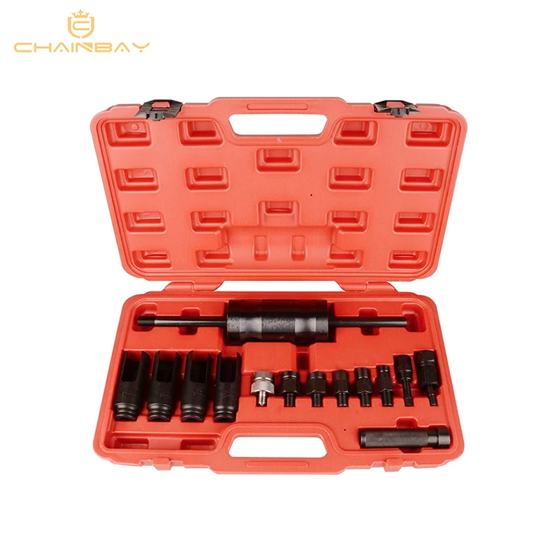 

Automotive Diesel Engine Injector Common Rail Adaptor Slide Hammer Extractor Removal Puller Tool Set 14pcs