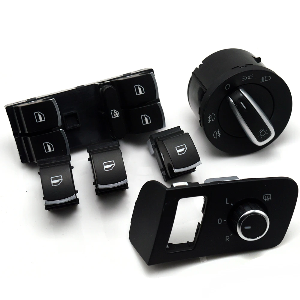 

New Chrome free shipping Mirror window headlight switch for VW Volkswagen Touran 2003-2015 Caddy 5ND941431A 1TD959565A 5ND959855