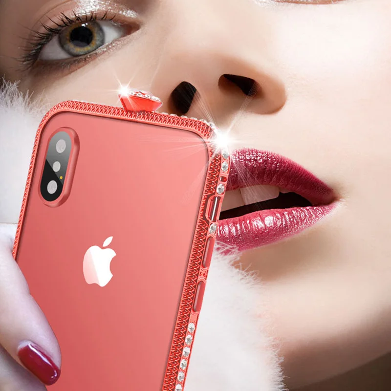 Роскошный блестящий металлический бампер со стразами для iPhone XS Max XR X 8 7 6 6S Plus