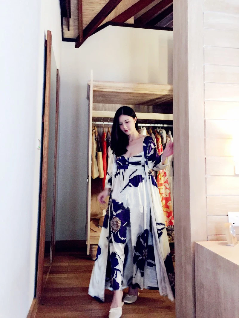 Бесплатная доставка Женский длинный халат королевская фиолетовая синяя Пижама